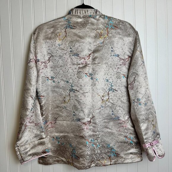 Robert Louis silky Jaquard button front blazer floral pattern size small D43 - Picture 5 of 5